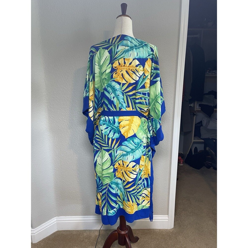 d &Co beach NEW tropical cover up dress with waist tie Large summer vacation - Picture 6 of 7